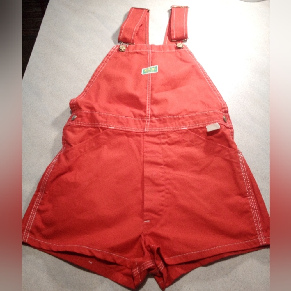 Vintage ELY Red Denim Overall Shorts Woman Sz. 27